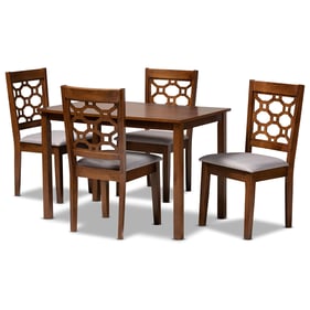 Baxton Studio Henry Grey Fabric Walnut Brown Wood 5pc Dining Set