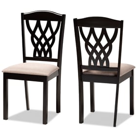 2 Baxton Studio Delilah Sand Fabric Dark Brown Wood Dining Chairs