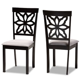 2 Baxton Studio Samwell Grey Fabric Dark Brown Wood Dining Chairs