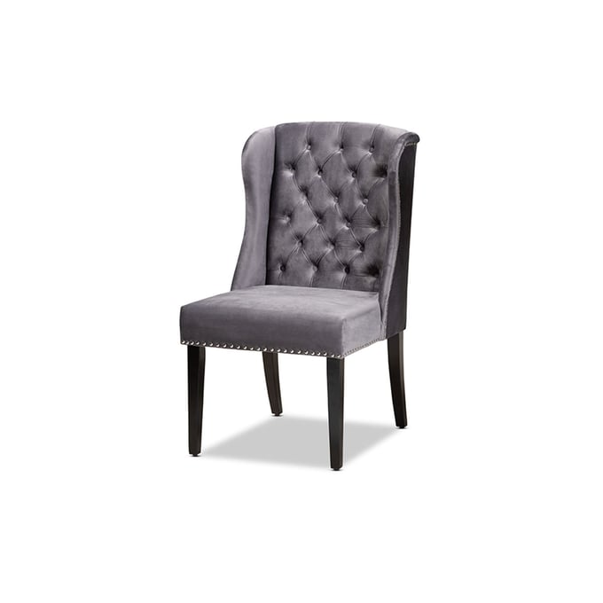 Baxton Studio Lamont Grey Wingback Dining Chair BAX-WS-W158-GY-VLVT-ESP-DC