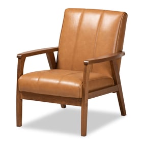 Baxton Studio Nikko Tan Walnut Brown Chair