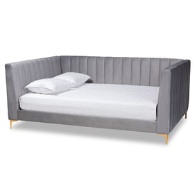 Baxton Studio Oksana Light Grey Velvet Gold Finished Full Size Daybed