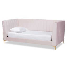 Baxton Studio Oksana Light Pink Velvet Gold Finished Twin Size Daybed