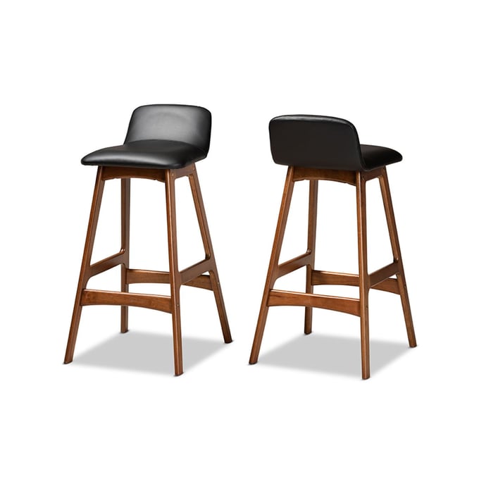 2 Baxton Studio Darrin Black Bar Stools BAX-HUA-BLACK-WALNUT-BS