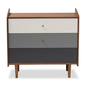 Baxton Studio Halden Walnut Brown Grey Gradient Wood Three Drawers Chest