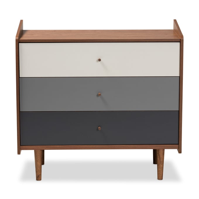 Baxton Studio Halden Walnut Brown Grey Gradient Wood Three Drawers Chest BAX-FP-11021-GY-WL-3DW-CHST