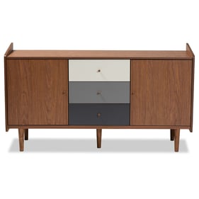 Baxton Studio Halden Walnut Brown Grey Gradient Wood Two Doors Sideboard Bu...