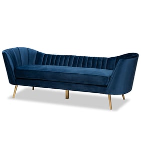 Baxton Studio Kailyn Navy Blue Velvet Gold Finished Sofa