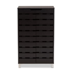 Baxton Studio Ernest Dark Brown Wood Two Doors Shoe Storage Cabinet