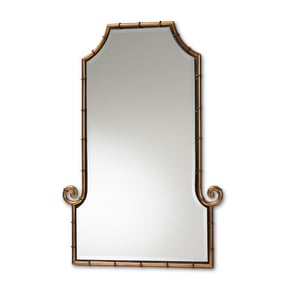 Baxton Studio Layan Gold Metal Bamboo Accent Wall Mirror