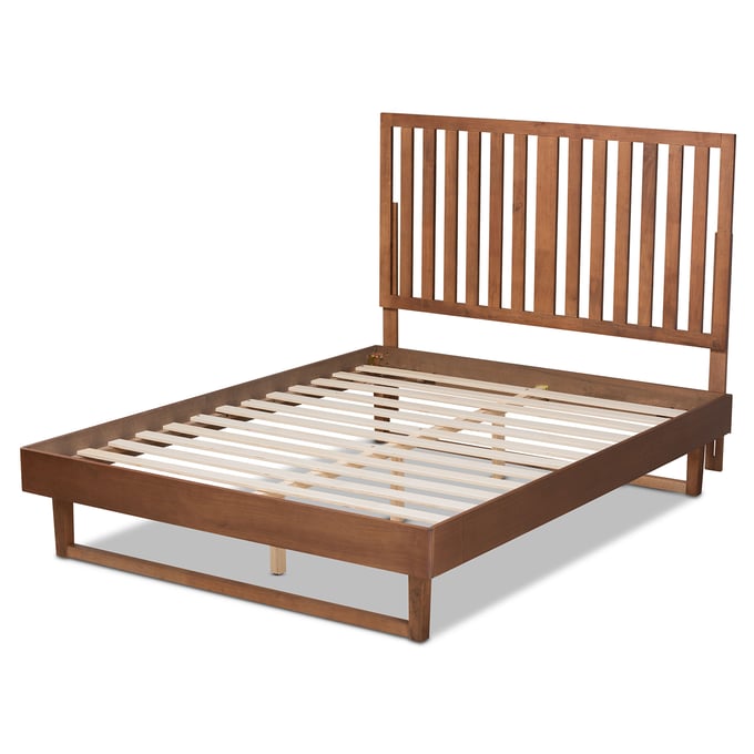 Baxton Studio Marin Walnut Brown Wood King Platform Bed BAX-MARIN-ASH-WALNUT-KING