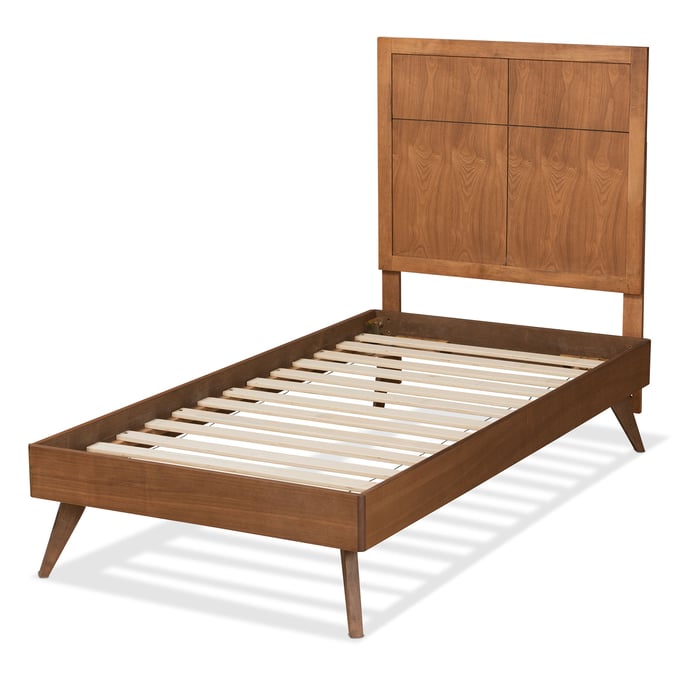 Baxton Studio Noela Walnut Brown Wood Twin Platform Bed BAX-NOELA-ASH-WALNUT-TWIN