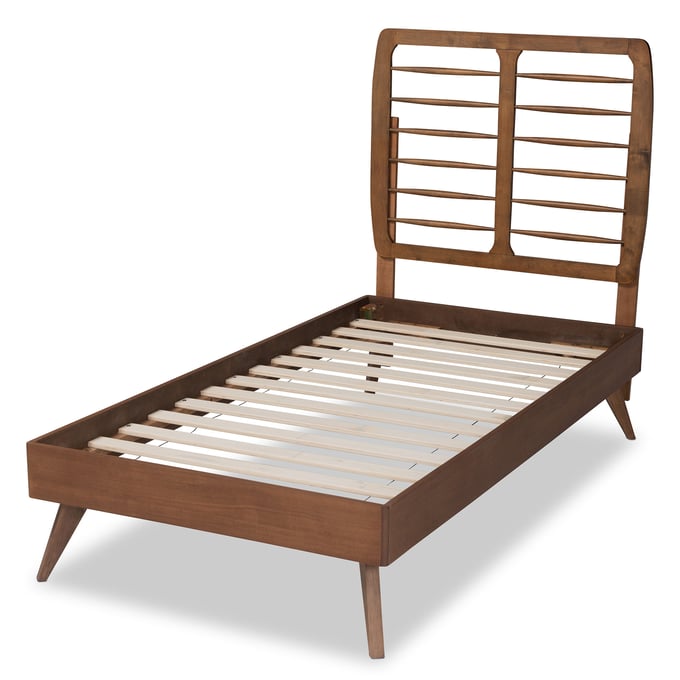 Baxton Studio Yana Walnut Brown Wood Twin Platform Bed BAX-YANA-ASH-WALNUT-TWIN