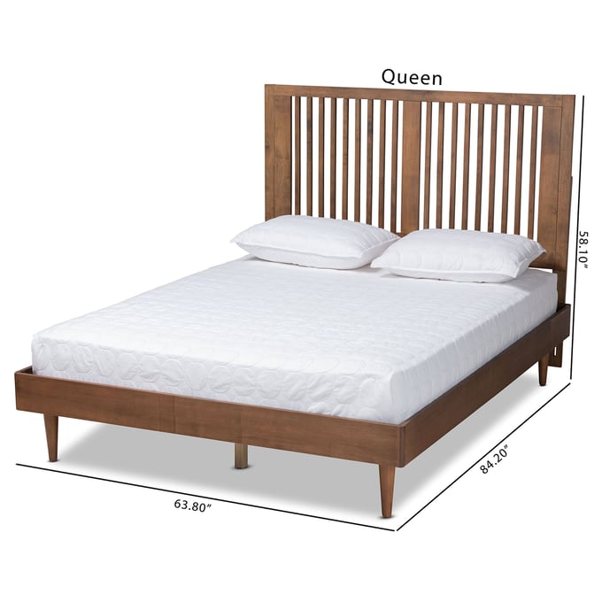 Baxton Studio Kioshi Ash Walnut Queen Platform Bed The Classy Home