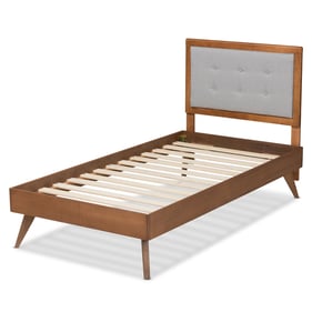 Baxton Studio Alida Light Grey Walnut Brown Twin Platform Bed