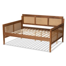 Baxton Studio Toveli Ash Walnut Synthetic Rattan Full Day Bed