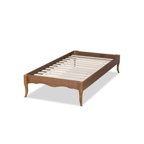 Baxton Studio Marieke Ash Walnut Wood Synthetic Rattan Twin Bed Frame