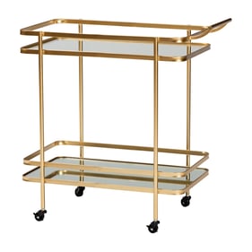 Baxton Studio Destin Gold Metal Wine Bar Cart