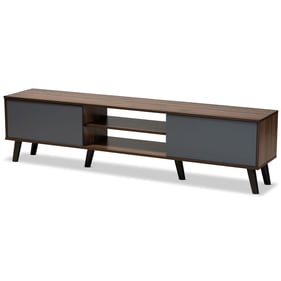 Baxton Studio Clapton Grey Walnut Brown TV Stand