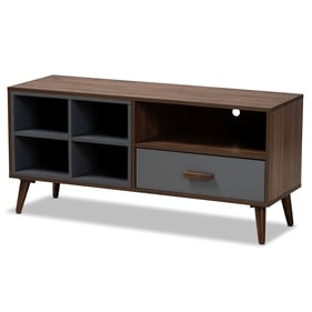 Baxton Studio Garrick Grey Walnut Brown Wood 1 Drawer TV Stand