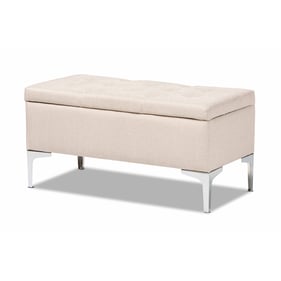 Baxton Studio Mabel Beige Silver Storage Ottoman