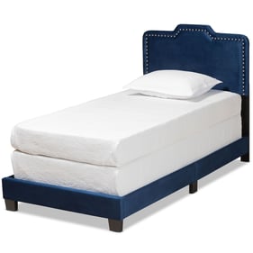 Baxton Studio Benjen Navy Blue Velvet Black Twin Panel Bed