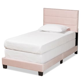 Baxton Studio Tamira Light Pink Velvet Black Twin Panel Bed