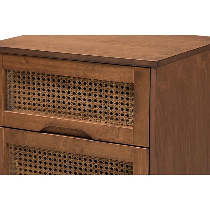 Baxton Studio Barrett Walnut Brown 2 Drawer Nightstand The