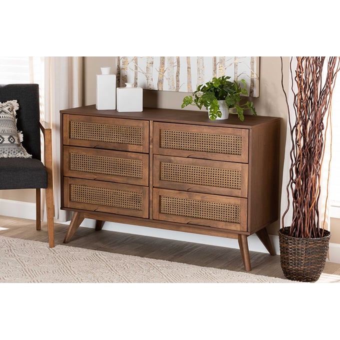 Baxton Studio Barrett Walnut Brown 6 Drawer Dresser The Classy Home