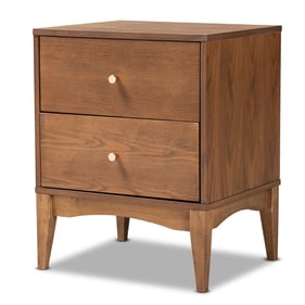 Baxton Studio Landis Ash Walnut Wood 2 Drawer Nightstand