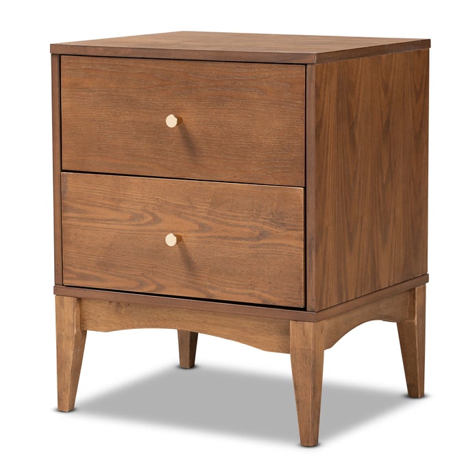 Baxton Studio Landis Ash Walnut Wood 2 Drawer Nightstand BAX-MG9002-ASH-WALNUT-2DW-NS