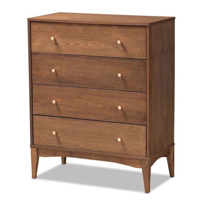 Baxton Studio Landis Ash Walnut Wood 4 Drawer Chest BAX-MG9002-ASH-WAL-4DW-CHEST