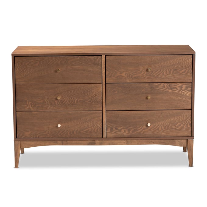 Baxton Studio Landis Ash Walnut Wood 6 Drawer Dresser The Classy