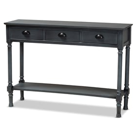 Baxton Studio Garvey Dark Blue Gray 3 Drawer Entryway Console Table