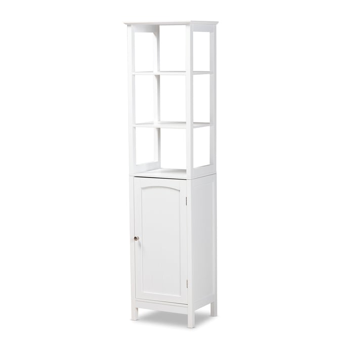 Baxton Studio Beltran White Bathroom Storage Cabinet BAX-SR191192-WHITE-CABINET