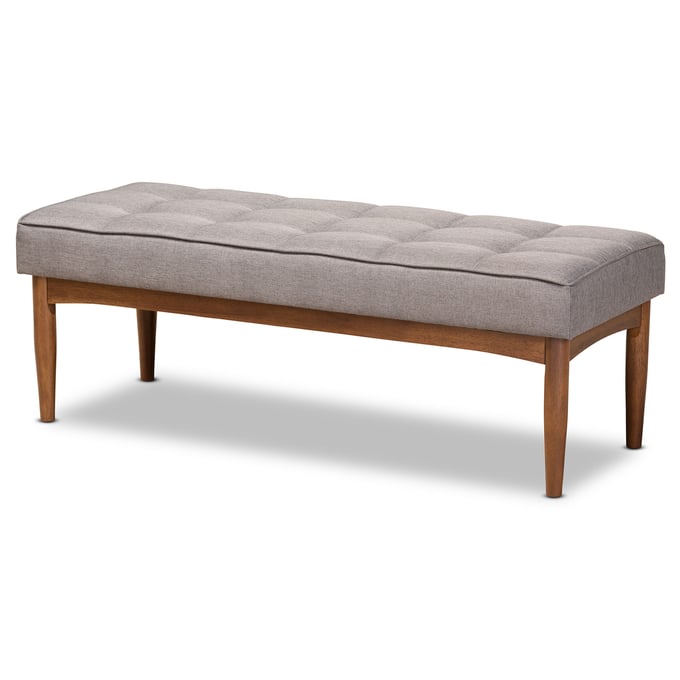 Baxton Studio Sanford Grey Fabric Dining Bench BAX-BBT8051-11-GRY-WLNT-BENCH