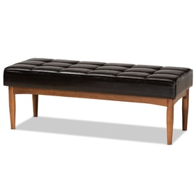 Baxton Studio Sanford Dark Brown Faux Leather Dining Bench