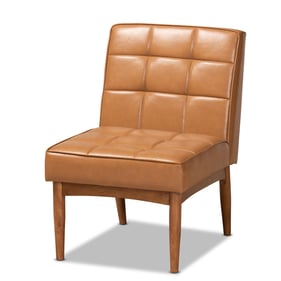 Baxton Studio Sanford Tan Faux Leather Dining Chair