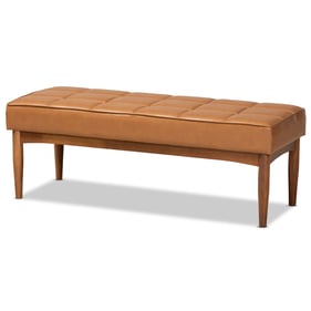 Baxton Studio Sanford Tan Faux Leather Dining Bench