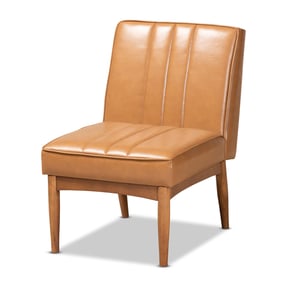 Baxton Studio Daymond Tan Faux Leather Walnut Brown Dining Chair