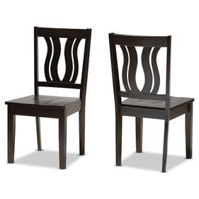 2 Baxton Studio Fenton Dark Brown Wood Dining Chairs