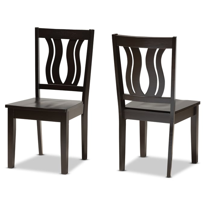 2 Baxton Studio Fenton Dark Brown Wood Dining Chairs BAX-RH338CDARKBROWNW-SRT60