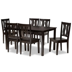 Baxton Studio Zamira Dark Brown Wood 7pc Dining Set