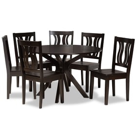 Baxton Studio Mare Dark Brown Wood 7pc Dining Set