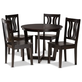 Baxton Studio Elodia Dark Brown Wood 5pc Dining Set