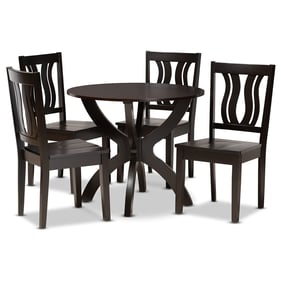 Baxton Studio Karla Dark Brown Wood 5pc Dining Set