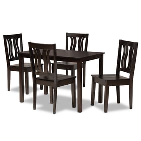 Baxton Studio Zamira Dark Brown Wood 5pc Dining Set