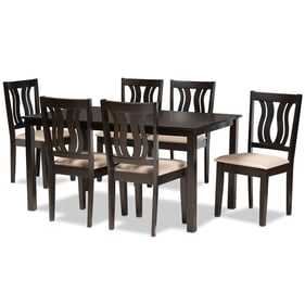 Baxton Studio Fenton Sand Dark Brown 7pc Dining Set