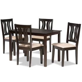 Baxton Studio Fenton Sand Dark Brown 5pc Dining Set