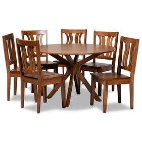 Baxton Studio Mare Walnut Brown Wood 7pc Dining Set